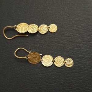 14k yellow gold fishhook four row circles earrings